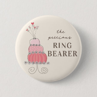 RING BEARER Sweet Pink Wedgecake Name Tag Button