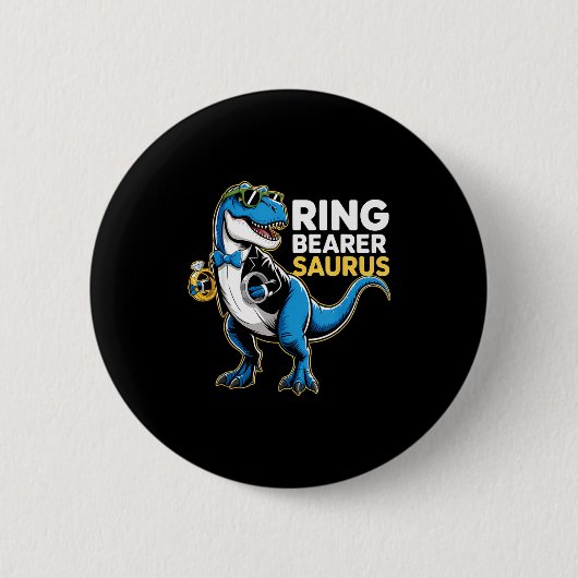 Ring Bearer T-rex Dino Funny Wedding Party Ring Di Button (Vorderseite)