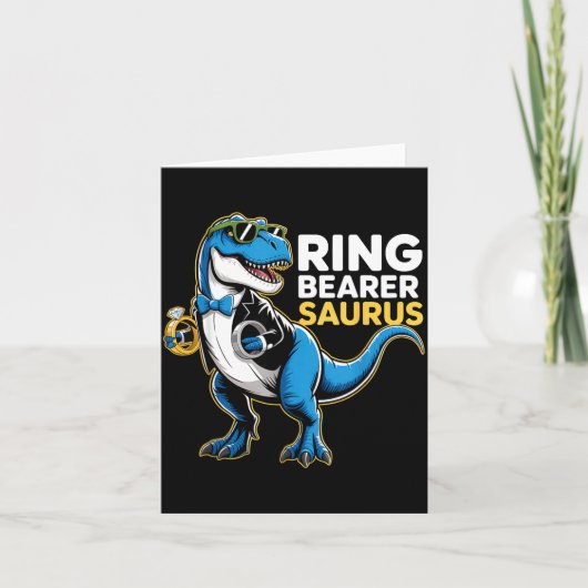 Ring Bearer T-rex Dino Funny Wedding Party Ring Di Karte (Vorderseite)