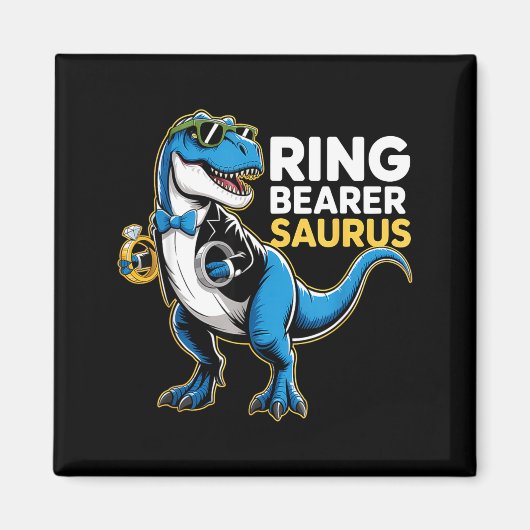 Ring Bearer T-rex Dino Funny Wedding Party Ring Di Magnet (Vorne)