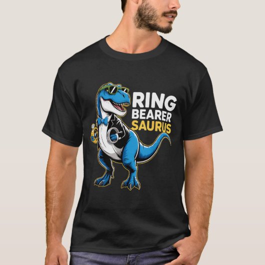 Ring Bearer T-rex Dino Funny Wedding Party Ring Di T-Shirt (Vorderseite)