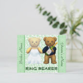 Ring Bearer Teddy Bears Apple Green Wedite Einladu Einladung (Stehend Vorderseite)