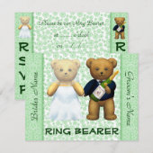 Ring Bearer Teddy Bears Apple Green Wedite Einladu Einladung (Vorne/Hinten)