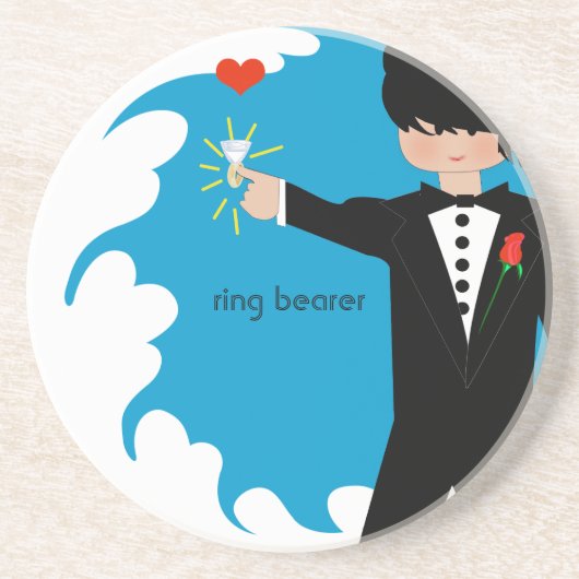 Ring Bearer Tuxedo Big Diamant Damask Edge Unterse Getränkeuntersetzer (Vorne)