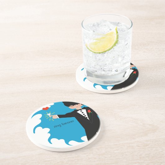 Ring Bearer Tuxedo Big Diamant Damask Edge Unterse Getränkeuntersetzer (Seite)