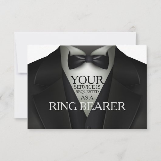 Ring Bearer Tuxedo Wedding Party Anfrage Einladung (Vorderseite)