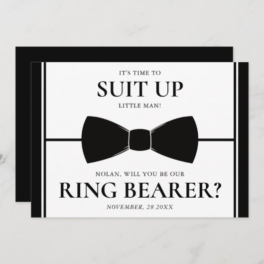 Ring Bearer Vorschlag Card - Anzug Up, Kleiner Man Einladung (Vorne/Hinten)