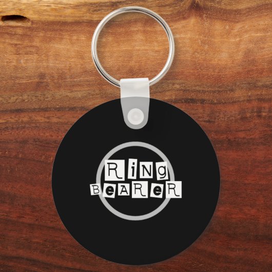 Ring Bearer Weiß auf Schwarz Schlüsselanhänger (Vorderseite)