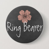 Ring Bearer Wild Peach Rose Chalkboard Button (Vorderseite)