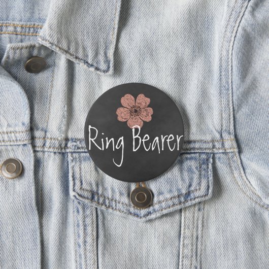 Ring Bearer Wild Peach Rose Chalkboard Button (Beispiel)