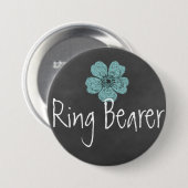 Ring Bearer Wilde Aquamarine Rose Chalkboard Button (Vorne & Hinten)