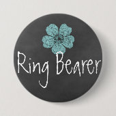 Ring Bearer Wilde Aquamarine Rose Chalkboard Button (Vorderseite)