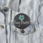Ring Bearer Wilde Aquamarine Rose Chalkboard Button (Beispiel)