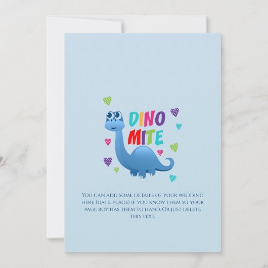 Ring Beyer Page Boy Vorschlag Dinosaur Card Einladung (Rückseite)