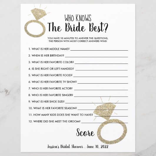 Ring Bling Brautparty, das Bride Game kennt (Vorderseite)