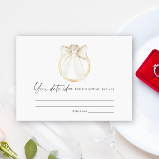 Ring Bow Bridal shower Date night ideas Date jar Begleitkarte