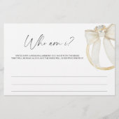 Ring Bow Bridal shower Who am I game Briefpapier (Vorderseite)