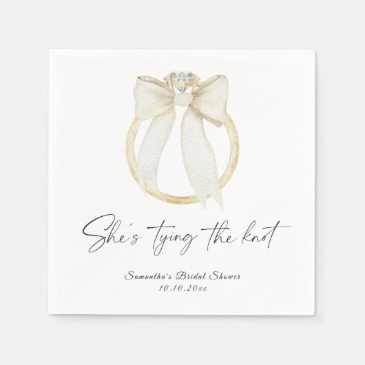 Ring Bow She's tying the knot Bridal Shower Serviette (Vorderseite)