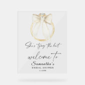 Ring Bow She's tying the knot Bridal Welcome Acrylschild (Vorderseite)