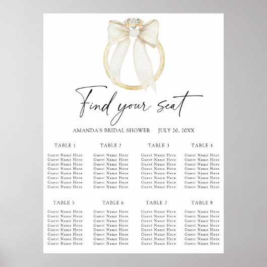 Ring Bow Wedding Chart Poster (Vorne)