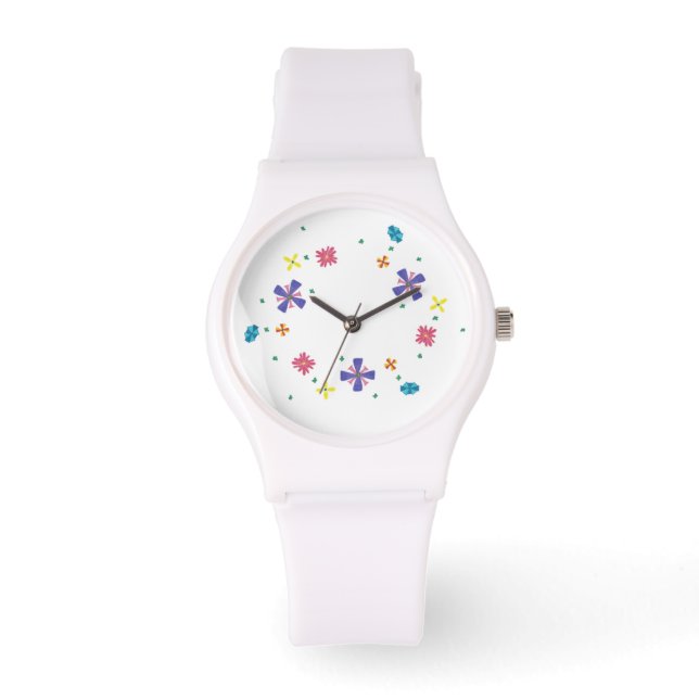 Ring der Blume auf Sharp White Watch Armbanduhr (Vorderseite)
