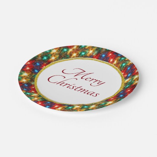 Ring der netten Weihnachtslichter Pappteller (Schrägansicht)