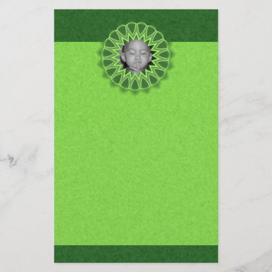 Ring des grünen Fotos Kaleidoskop Mandala Briefpapier (Vorderseite)