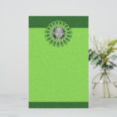 Ring des grünen Fotos Kaleidoskop Mandala Briefpapier (Stehend Vorderseite)