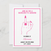 Ring Finger Bold Pink Bachelorette Girls Weekend Einladung (Vorderseite)