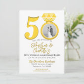 Ring Foto zum 50. Hochzeitstag Einladung (Stehend Vorderseite)