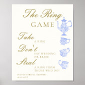 Ring Game Bridal Tee China Set Blau weiße Spitzen Poster (Vorne)