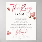 Ring Game Valentine Bridal Shower Game Watercolor Poster (Vorne)