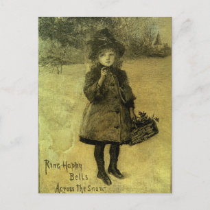Ring glückliche Bell über dem Schnee Feiertagspostkarte