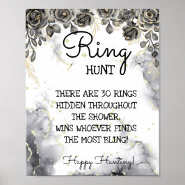 Ring Hour Black Rose Brautparty Game Sign Poster