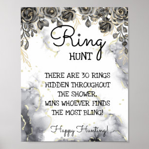 Ring Hour Black Rose Brautparty Game Sign Poster