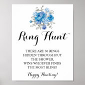 Ring Hour Blue Blume Brautparty Game Sign Poster (Vorne)
