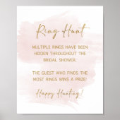 Ring Hour Blush & Gold Brautparty Game Sign Poster (Vorne)