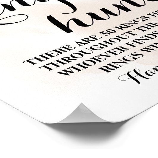 Ring Hour Eucalyptus Fall Brautparty Game-Zeichen Poster (Ecke)