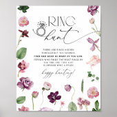 Ring Hour Floral Brautparty Game Sign Poster (Vorne)