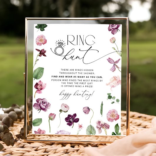 Ring Hour Floral Brautparty Game Sign Poster