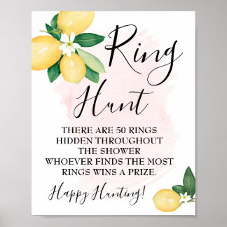 Ring Hour Lemons Pink Brautparty Spielzeichen Poster