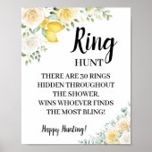Ring Hour Lemons & Rose Brautparty Game Sign Poster (Vorne)