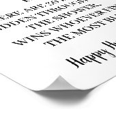 Ring Hour Marsala Brautparty Game Sign Poster (Ecke)