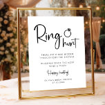 Ring Hour Minimalistisch Modernes Skriptzeichen Poster<br><div class="desc">Fügen Sie Ihrem Brautparty ein spielerisches Element mit unserem "Ring Hunt Minimalistisch Modern Script Sign" hinzu. Dieses Schwarz-Weiß-Schild mit minimalistischem Brautparty eignet sich perfekt für das Ring Hunt-Spiel. Es enthält ein handgeschriebenes Drehbuch für eine Touch der Eleganz. Passen Sie dieses Schild an, um es Ihrem Stil anzupassen und machen Sie...</div>