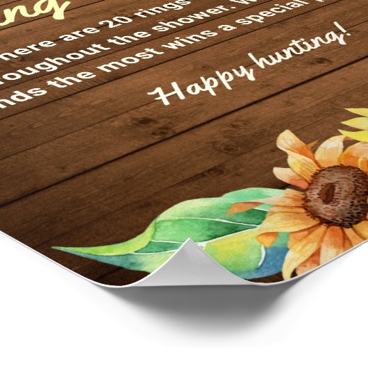 Ring Hour Rustic Sunflower Bridal Polterabend Poster (Ecke)