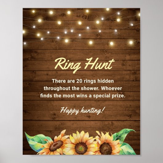 Ring Hour Rustic Sunflower Bridal Polterabend Poster (Vorne)