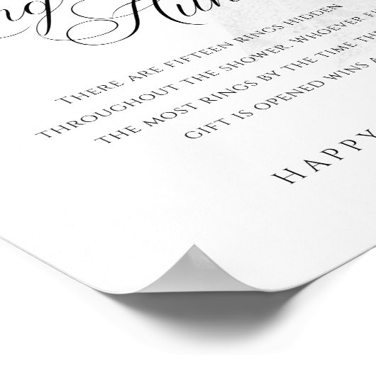 Ring Hour White Bow Pearls Brautparty Game Sign Poster (Ecke)