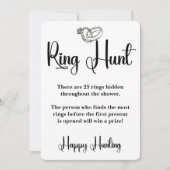 Ring Hunt Brautparty Game Elegantes Sign Game Einladung (Vorderseite)