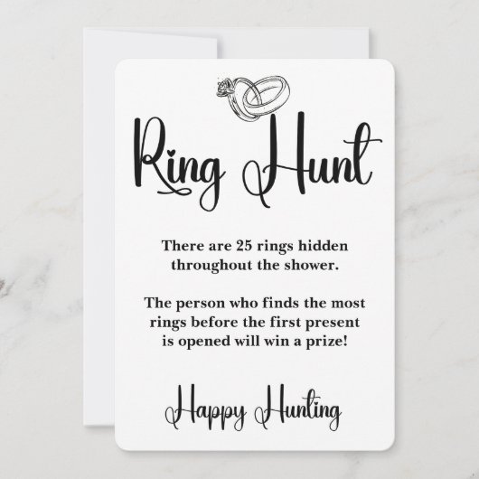 Ring Hunt Brautparty Game Elegantes Sign Game Einladung (Vorderseite)