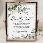 Ring Hunt Brautparty Game Sign Grüne Themed Poster<br><div class="desc">Das Design umfasst eine Mischung aus Aquarellgrün,  die aus Eukalyptus,  botanischen Olivenzweigen und vielem mehr besteht. Die Foliage ist in verschiedenen Salbei-,  Smaragd- und Hellgrün-Tönen gestaltet. Sie können den Text ändern,  wenn Sie die Regeln für dieses Brautparty ändern möchten.</div>